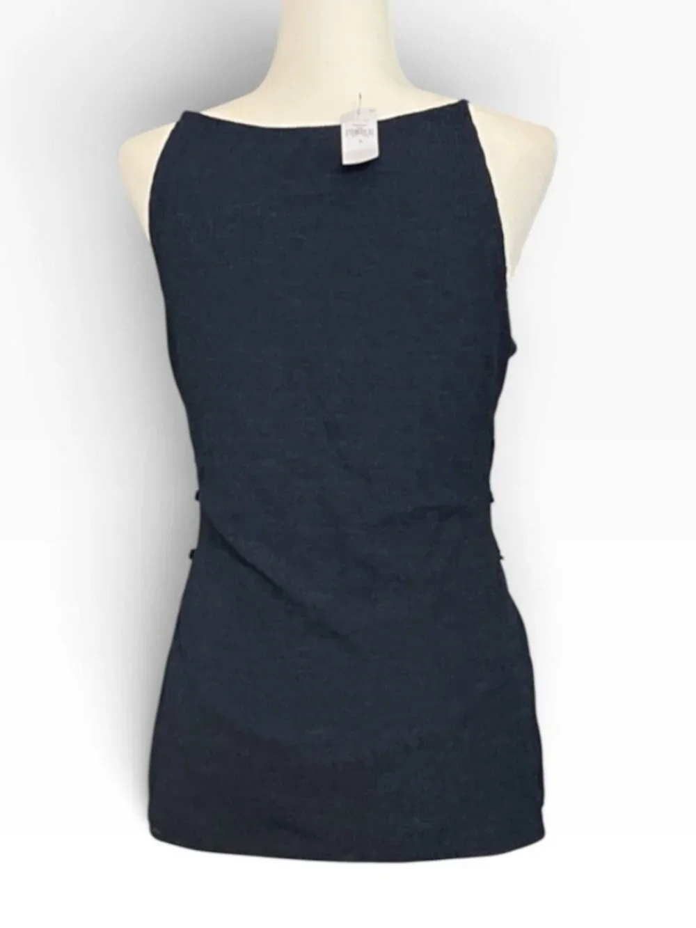 NWT Banana Republic Split Hem Crinkle Tank Top Size M Navy Blue Y2K Quiet Luxury